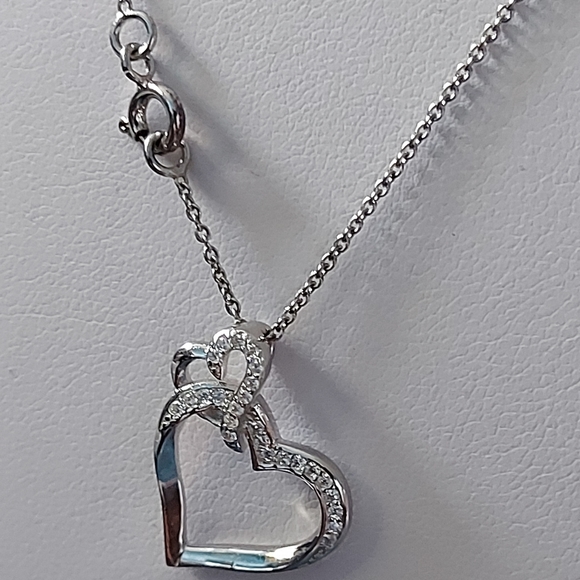 Heart Link Pendant Necklace ,925 Sterling Silver - Picture 5 of 8
